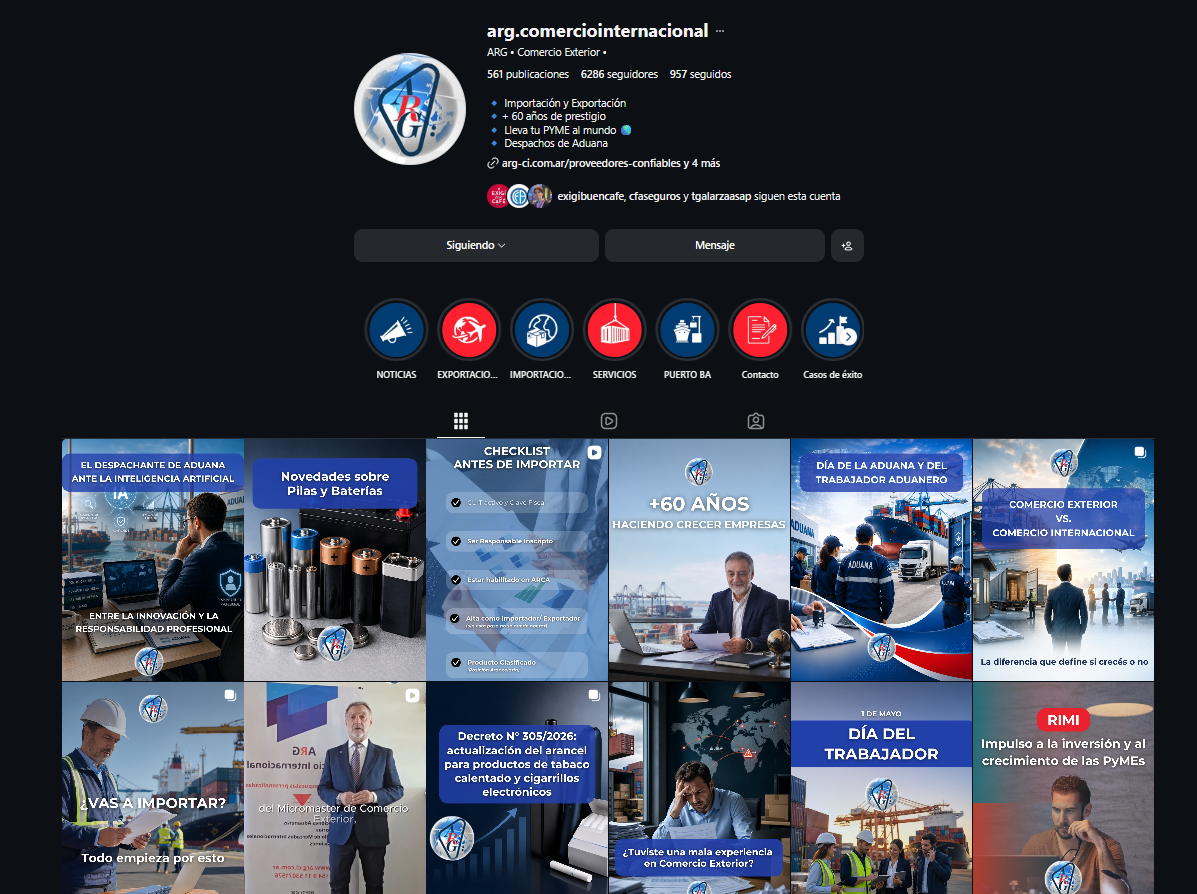 Comunicación Digital — ARG Comercio Internacional
